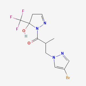 molecular formula C11H12BrF3N4O2 B4734042 1-[3-(4-bromo-1H-pyrazol-1-yl)-2-methylpropanoyl]-5-(trifluoromethyl)-4,5-dihydro-1H-pyrazol-5-ol 