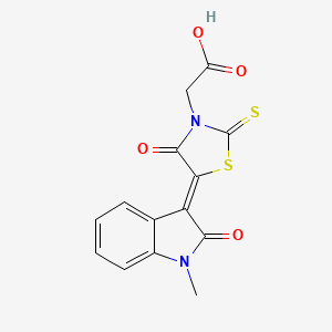 [5-(1-methyl-2-oxo-1,2-dihydro-3H-indol-3-ylidene)-4-oxo-2-thioxo-1,3-thiazolidin-3-yl]acetic acid