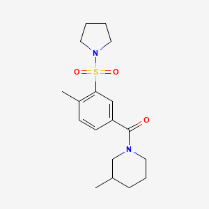 molecular formula C18H26N2O3S B4734073 3-methyl-1-[4-methyl-3-(1-pyrrolidinylsulfonyl)benzoyl]piperidine 