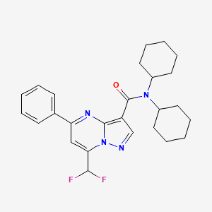 molecular formula C26H30F2N4O B4734089 N,N-dicyclohexyl-7-(difluoromethyl)-5-phenylpyrazolo[1,5-a]pyrimidine-3-carboxamide 