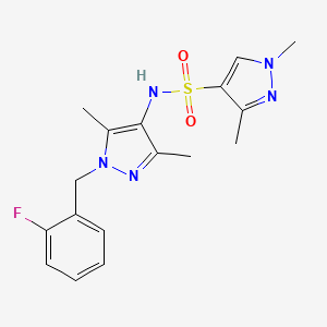 molecular formula C17H20FN5O2S B4734161 N-[1-(2-fluorobenzyl)-3,5-dimethyl-1H-pyrazol-4-yl]-1,3-dimethyl-1H-pyrazole-4-sulfonamide 