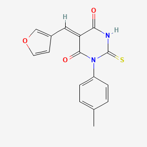 molecular formula C16H12N2O3S B4734208 5-(3-furylmethylene)-1-(4-methylphenyl)-2-thioxodihydro-4,6(1H,5H)-pyrimidinedione 