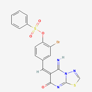 molecular formula C18H11BrN4O4S2 B4734241 2-bromo-4-[(5-imino-7-oxo-5H-[1,3,4]thiadiazolo[3,2-a]pyrimidin-6(7H)-ylidene)methyl]phenyl benzenesulfonate 