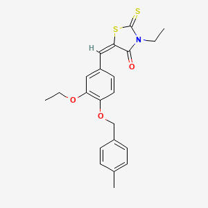 molecular formula C22H23NO3S2 B4734246 5-{3-ethoxy-4-[(4-methylbenzyl)oxy]benzylidene}-3-ethyl-2-thioxo-1,3-thiazolidin-4-one 