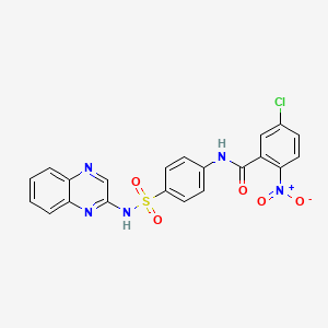 molecular formula C21H14ClN5O5S B4734260 5-chloro-2-nitro-N-{4-[(2-quinoxalinylamino)sulfonyl]phenyl}benzamide CAS No. 6115-09-9