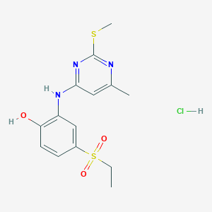 molecular formula C14H18ClN3O3S2 B4734268 4-(ethylsulfonyl)-2-{[6-methyl-2-(methylthio)-4-pyrimidinyl]amino}phenol hydrochloride 