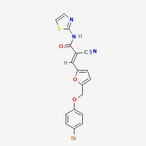 molecular formula C18H12BrN3O3S B4734271 3-{5-[(4-bromophenoxy)methyl]-2-furyl}-2-cyano-N-1,3-thiazol-2-ylacrylamide 