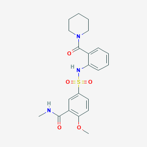 molecular formula C21H25N3O5S B4734283 2-methoxy-N-methyl-5-({[2-(1-piperidinylcarbonyl)phenyl]amino}sulfonyl)benzamide 