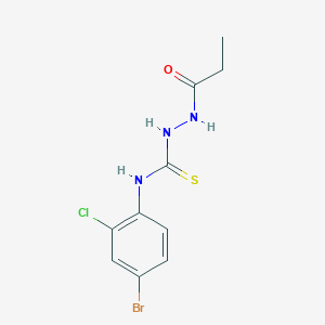 molecular formula C10H11BrClN3OS B4734287 N-(4-bromo-2-chlorophenyl)-2-propionylhydrazinecarbothioamide 