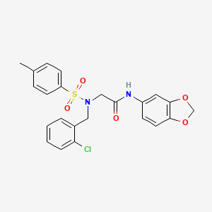 molecular formula C23H21ClN2O5S B4734299 N~1~-1,3-benzodioxol-5-yl-N~2~-(2-chlorobenzyl)-N~2~-[(4-methylphenyl)sulfonyl]glycinamide 
