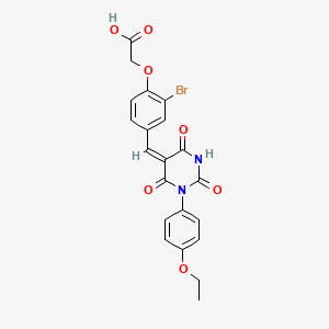 molecular formula C21H17BrN2O7 B4734312 (2-bromo-4-{[1-(4-ethoxyphenyl)-2,4,6-trioxotetrahydro-5(2H)-pyrimidinylidene]methyl}phenoxy)acetic acid 