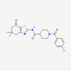 molecular formula C22H24FN3O3S B4734340 N-(5,5-dimethyl-7-oxo-4,5,6,7-tetrahydro-1,3-benzothiazol-2-yl)-1-(4-fluorobenzoyl)-4-piperidinecarboxamide 