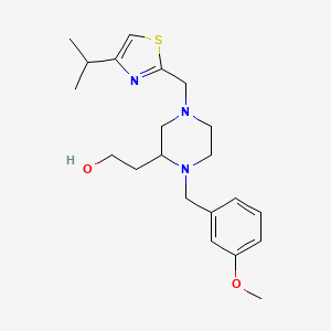 molecular formula C21H31N3O2S B4734435 2-[4-[(4-isopropyl-1,3-thiazol-2-yl)methyl]-1-(3-methoxybenzyl)-2-piperazinyl]ethanol 