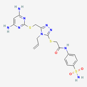 molecular formula C18H21N9O3S3 B4734436 2-[(4-allyl-5-{[(4,6-diamino-2-pyrimidinyl)thio]methyl}-4H-1,2,4-triazol-3-yl)thio]-N-[4-(aminosulfonyl)phenyl]acetamide 