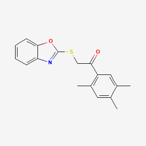 molecular formula C18H17NO2S B4734448 2-(1,3-benzoxazol-2-ylthio)-1-(2,4,5-trimethylphenyl)ethanone 