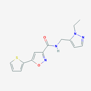 molecular formula C14H14N4O2S B4734493 N-[(1-ethyl-1H-pyrazol-5-yl)methyl]-5-(2-thienyl)-3-isoxazolecarboxamide 