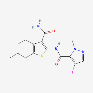 molecular formula C15H17IN4O2S B4734499 N-[3-(aminocarbonyl)-6-methyl-4,5,6,7-tetrahydro-1-benzothien-2-yl]-4-iodo-1-methyl-1H-pyrazole-5-carboxamide 
