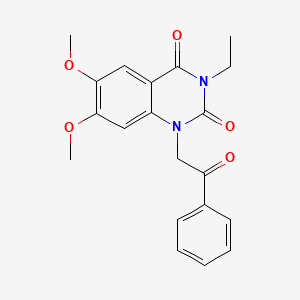 molecular formula C20H20N2O5 B4734567 3-ethyl-6,7-dimethoxy-1-(2-oxo-2-phenylethyl)-2,4(1H,3H)-quinazolinedione 