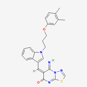 6-({1-[3-(3,4-dimethylphenoxy)propyl]-1H-indol-3-yl}methylene)-5-imino-5,6-dihydro-7H-[1,3,4]thiadiazolo[3,2-a]pyrimidin-7-one