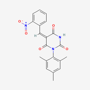 molecular formula C20H17N3O5 B4734586 1-mesityl-5-(2-nitrobenzylidene)-2,4,6(1H,3H,5H)-pyrimidinetrione 