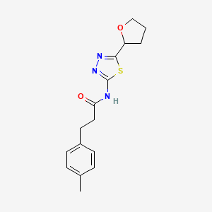 molecular formula C16H19N3O2S B4734622 3-(4-methylphenyl)-N-[5-(tetrahydrofuran-2-yl)-1,3,4-thiadiazol-2-yl]propanamide 