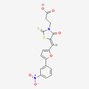 molecular formula C17H12N2O6S2 B4734633 3-(5-{[5-(3-nitrophenyl)-2-furyl]methylene}-4-oxo-2-thioxo-1,3-thiazolidin-3-yl)propanoic acid 