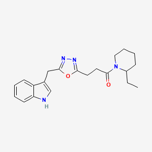 molecular formula C21H26N4O2 B4734654 3-({5-[3-(2-ethyl-1-piperidinyl)-3-oxopropyl]-1,3,4-oxadiazol-2-yl}methyl)-1H-indole 