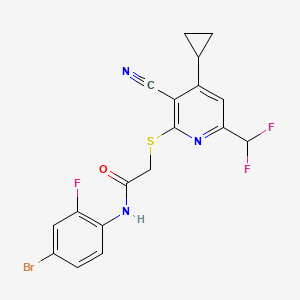 molecular formula C18H13BrF3N3OS B4734712 N-(4-bromo-2-fluorophenyl)-2-{[3-cyano-4-cyclopropyl-6-(difluoromethyl)-2-pyridinyl]thio}acetamide 