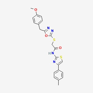 molecular formula C22H20N4O3S2 B4734736 2-{[5-(4-methoxybenzyl)-1,3,4-oxadiazol-2-yl]thio}-N-[4-(4-methylphenyl)-1,3-thiazol-2-yl]acetamide 