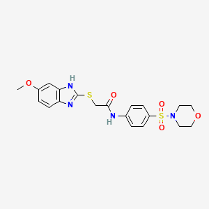 molecular formula C20H22N4O5S2 B4734746 2-[(5-methoxy-1H-benzimidazol-2-yl)thio]-N-[4-(4-morpholinylsulfonyl)phenyl]acetamide 