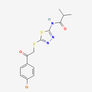 molecular formula C14H14BrN3O2S2 B4734779 N-(5-{[2-(4-bromophenyl)-2-oxoethyl]thio}-1,3,4-thiadiazol-2-yl)-2-methylpropanamide 