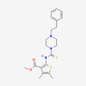 molecular formula C21H27N3O2S2 B4734783 methyl 4,5-dimethyl-2-({[4-(2-phenylethyl)-1-piperazinyl]carbonothioyl}amino)-3-thiophenecarboxylate 