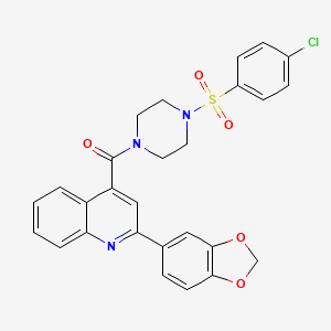 molecular formula C27H22ClN3O5S B4734784 2-(1,3-benzodioxol-5-yl)-4-({4-[(4-chlorophenyl)sulfonyl]-1-piperazinyl}carbonyl)quinoline 