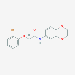 molecular formula C17H16BrNO4 B4734817 2-(2-bromophenoxy)-N-(2,3-dihydro-1,4-benzodioxin-6-yl)propanamide 