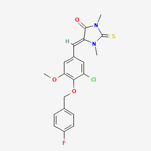 molecular formula C20H18ClFN2O3S B4734832 5-{3-chloro-4-[(4-fluorobenzyl)oxy]-5-methoxybenzylidene}-1,3-dimethyl-2-thioxo-4-imidazolidinone 