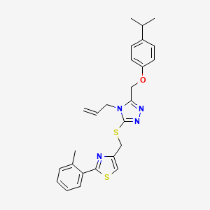 molecular formula C26H28N4OS2 B4734837 4-allyl-3-[(4-isopropylphenoxy)methyl]-5-({[2-(2-methylphenyl)-1,3-thiazol-4-yl]methyl}thio)-4H-1,2,4-triazole 