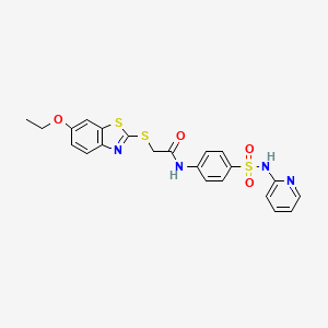 molecular formula C22H20N4O4S3 B4734860 2-[(6-ethoxy-1,3-benzothiazol-2-yl)thio]-N-{4-[(2-pyridinylamino)sulfonyl]phenyl}acetamide 