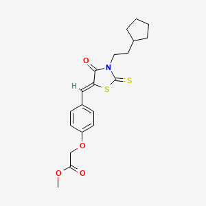 molecular formula C20H23NO4S2 B4734880 methyl (4-{[3-(2-cyclopentylethyl)-4-oxo-2-thioxo-1,3-thiazolidin-5-ylidene]methyl}phenoxy)acetate 