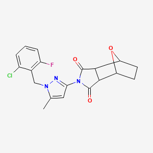 molecular formula C19H17ClFN3O3 B4734899 4-[1-(2-chloro-6-fluorobenzyl)-5-methyl-1H-pyrazol-3-yl]-10-oxa-4-azatricyclo[5.2.1.0~2,6~]decane-3,5-dione 