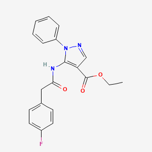 molecular formula C20H18FN3O3 B4734913 ethyl 5-{[(4-fluorophenyl)acetyl]amino}-1-phenyl-1H-pyrazole-4-carboxylate 