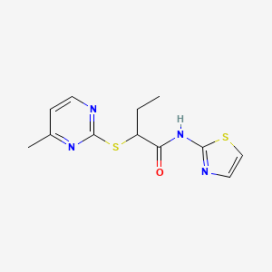 molecular formula C12H14N4OS2 B4734953 2-[(4-methyl-2-pyrimidinyl)thio]-N-1,3-thiazol-2-ylbutanamide 