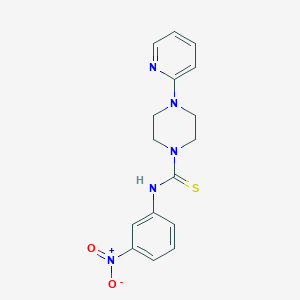 molecular formula C16H17N5O2S B4734985 N-(3-nitrophenyl)-4-(2-pyridinyl)-1-piperazinecarbothioamide 