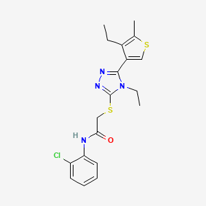 molecular formula C19H21ClN4OS2 B4734989 N-(2-chlorophenyl)-2-{[4-ethyl-5-(4-ethyl-5-methyl-3-thienyl)-4H-1,2,4-triazol-3-yl]thio}acetamide 