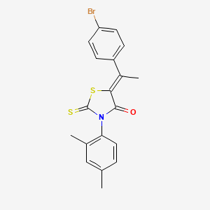 molecular formula C19H16BrNOS2 B4735009 5-[1-(4-bromophenyl)ethylidene]-3-(2,4-dimethylphenyl)-2-thioxo-1,3-thiazolidin-4-one 