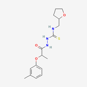 molecular formula C16H23N3O3S B4735023 2-[2-(3-methylphenoxy)propanoyl]-N-(tetrahydro-2-furanylmethyl)hydrazinecarbothioamide 