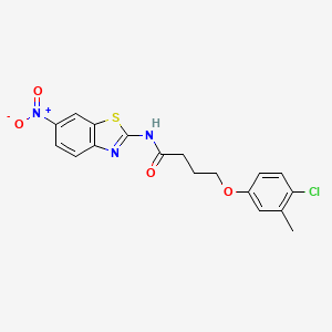 molecular formula C18H16ClN3O4S B4735029 4-(4-chloro-3-methylphenoxy)-N-(6-nitro-1,3-benzothiazol-2-yl)butanamide 