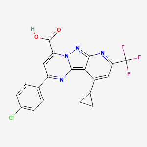 molecular formula C20H12ClF3N4O2 B4735060 2-(4-chlorophenyl)-10-cyclopropyl-8-(trifluoromethyl)pyrido[2',3':3,4]pyrazolo[1,5-a]pyrimidine-4-carboxylic acid 