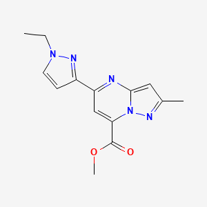 molecular formula C14H15N5O2 B4735086 methyl 5-(1-ethyl-1H-pyrazol-3-yl)-2-methylpyrazolo[1,5-a]pyrimidine-7-carboxylate 