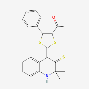 molecular formula C22H19NOS3 B4735179 1-[2-(2,2-dimethyl-3-thioxo-2,3-dihydro-4(1H)-quinolinylidene)-5-phenyl-1,3-dithiol-4-yl]ethanone 