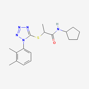 molecular formula C17H23N5OS B4735199 N-cyclopentyl-2-{[1-(2,3-dimethylphenyl)-1H-tetrazol-5-yl]thio}propanamide 